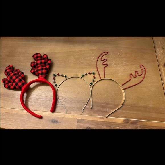 Christmas Festive Headbands - Red Plaid and Gold - Picture 2 of 8